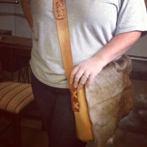 Leather and deer fur satchel